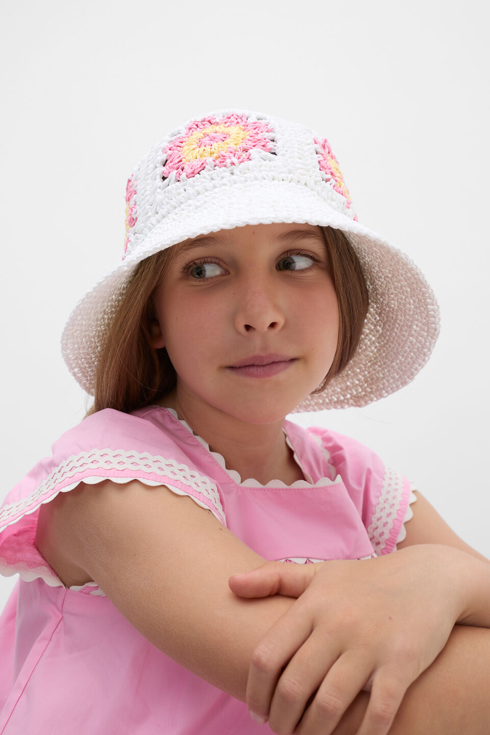 Daisy Straw Hat  Vintage Cream