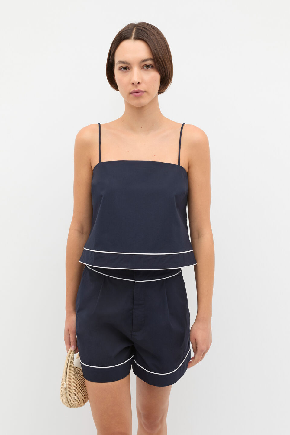 Poplin Contrast Cami  Twilight Blue