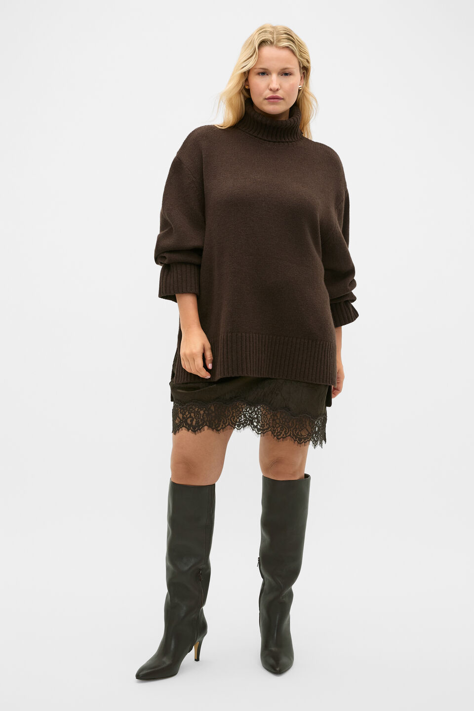 Australian Merino Oversized Roll Neck  Coffee Bean