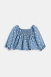 Floral Denim Top  Mid Blue  hi-res