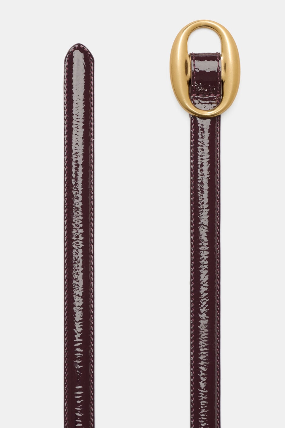 Carmen Oval Buckle Belt  Plum Red Patent