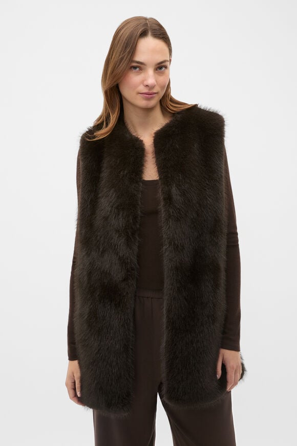 Faux Fur Gilet  Coffee Bean  hi-res