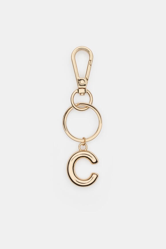 Gold Initial Keyring  C  hi-res