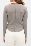 Placket Rib Stripe Tee  Chocolate  hi-res
