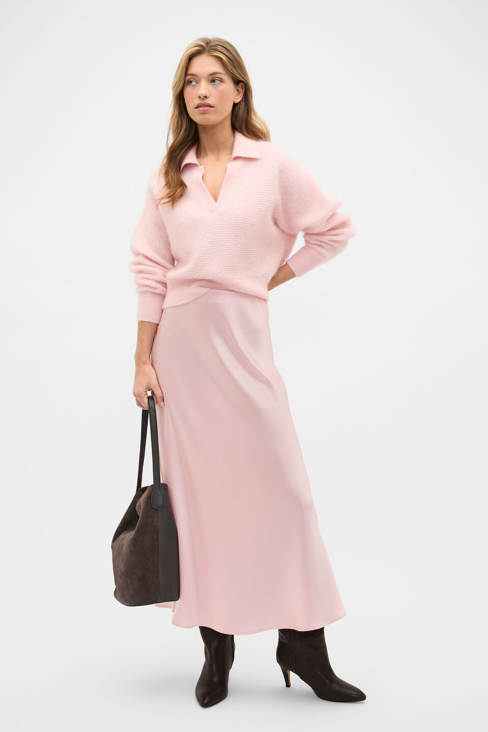 Mohair Blend Polo Knit  Pale Blossom