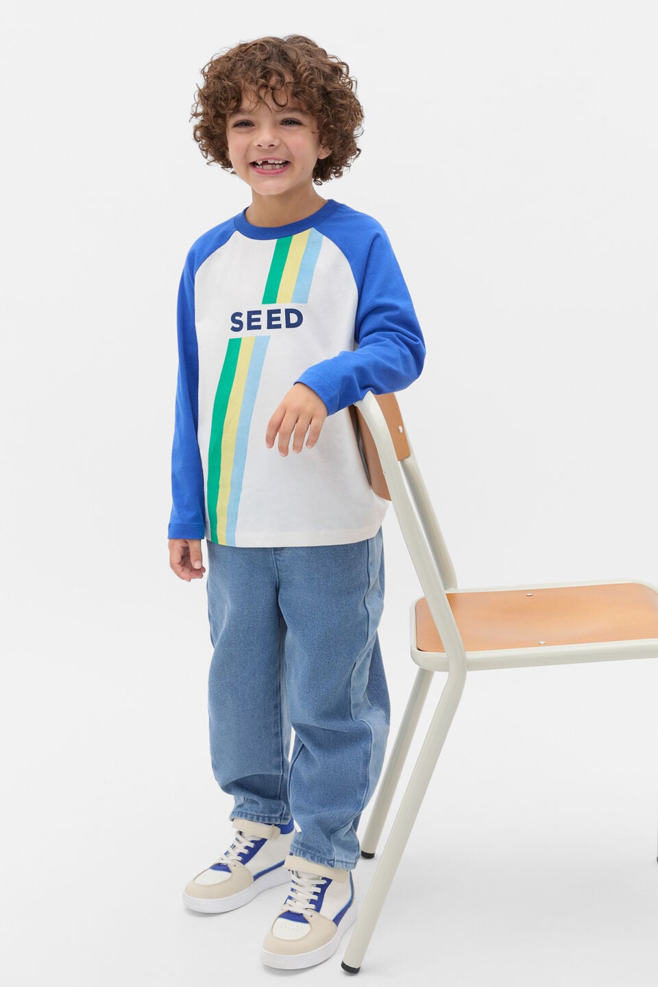Logo Raglan Tee  Cobalt