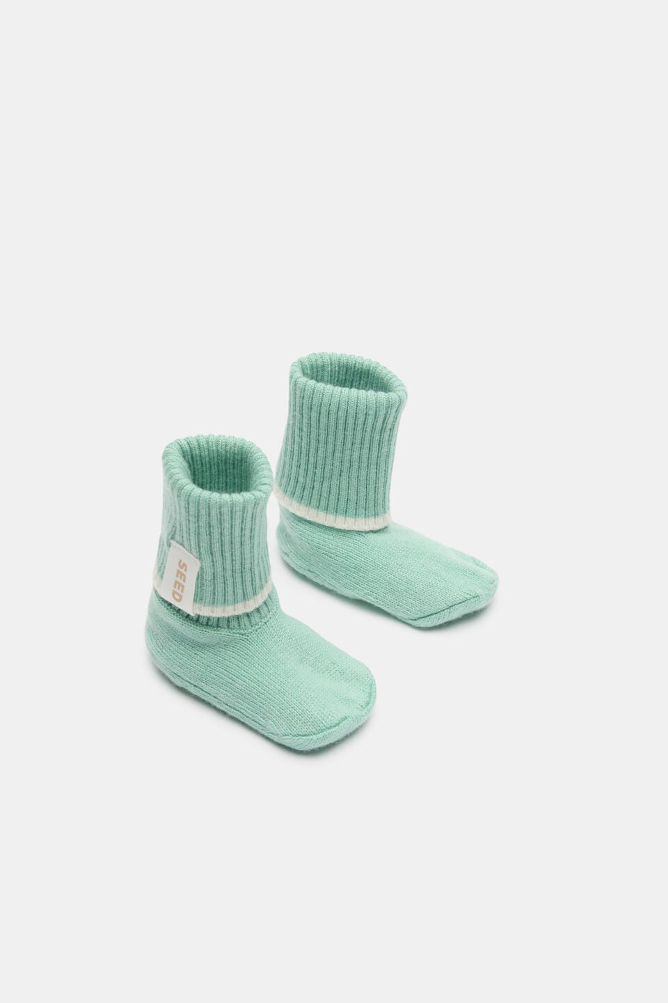 Cuffed Knit Booties  Seafoam