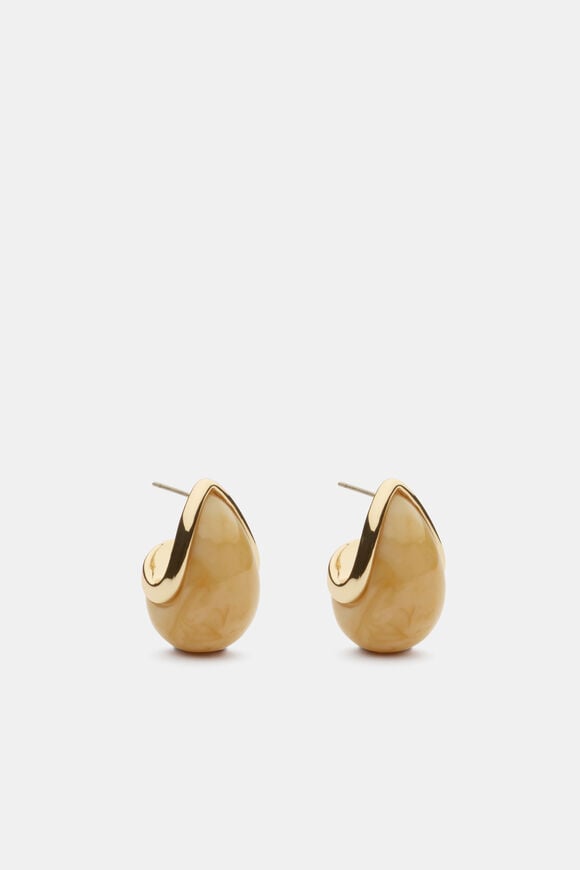 Round Resin Earring  Sandstone  hi-res