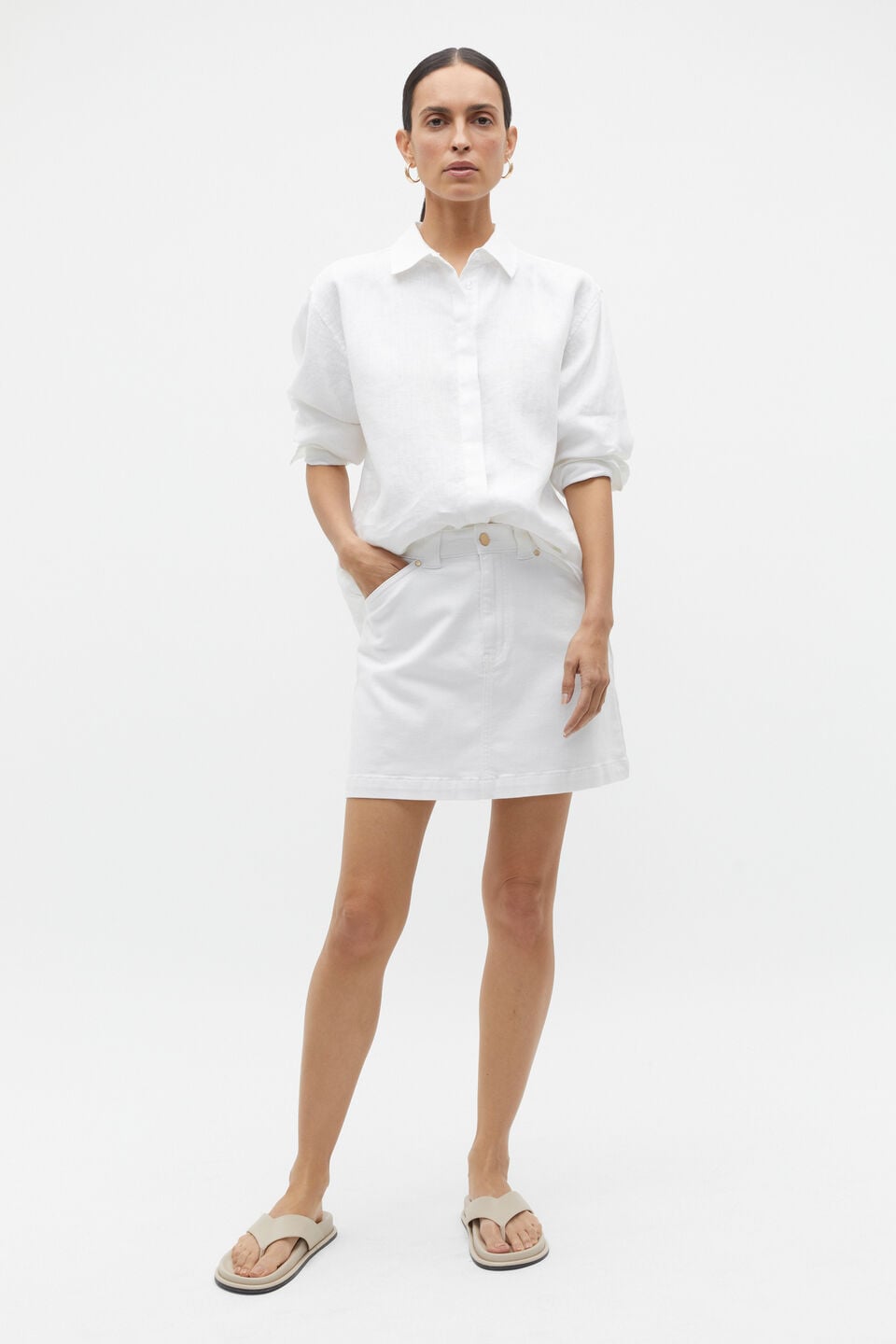 Denim Mini Skirt  White