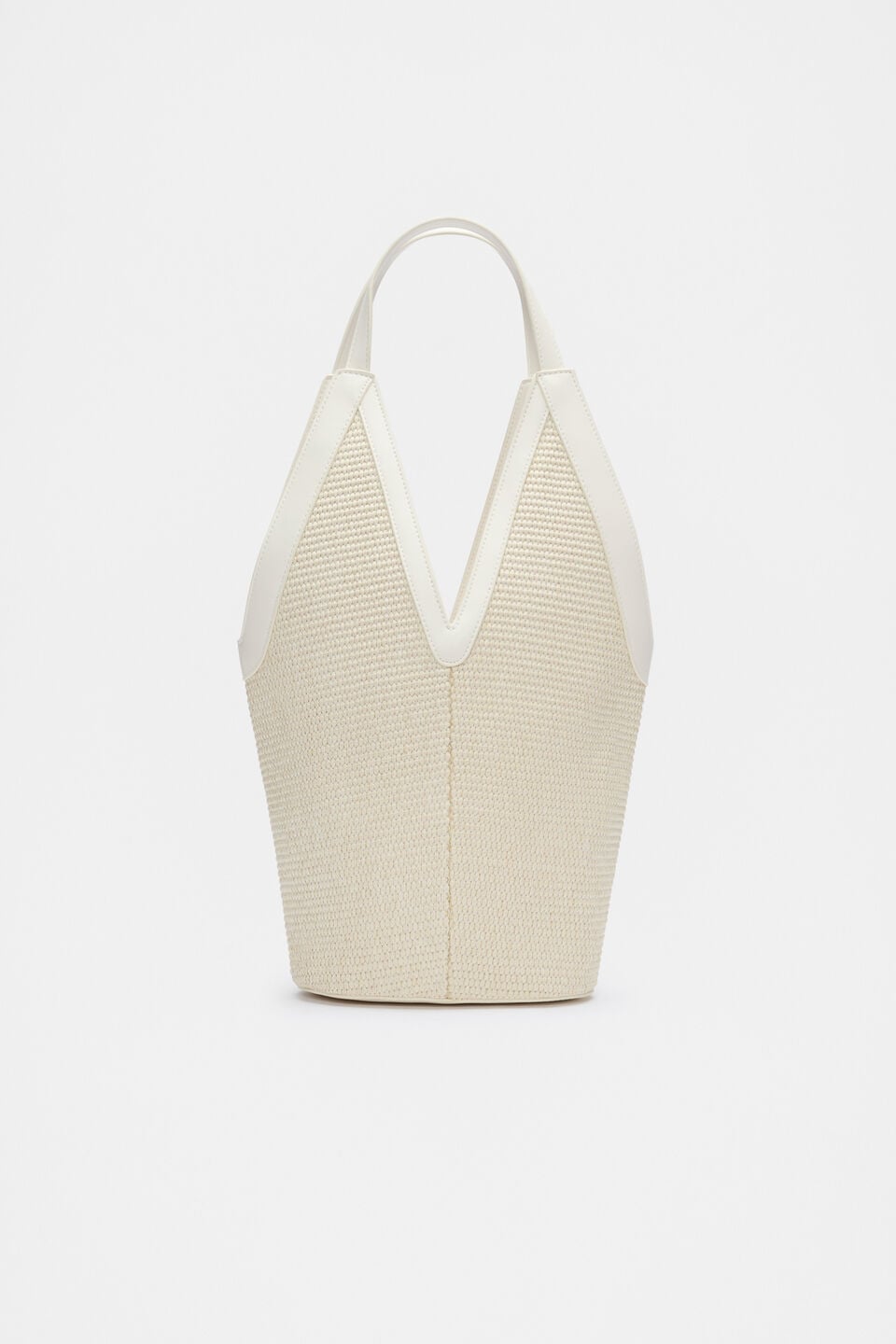 Angular Woven Tote  Cream