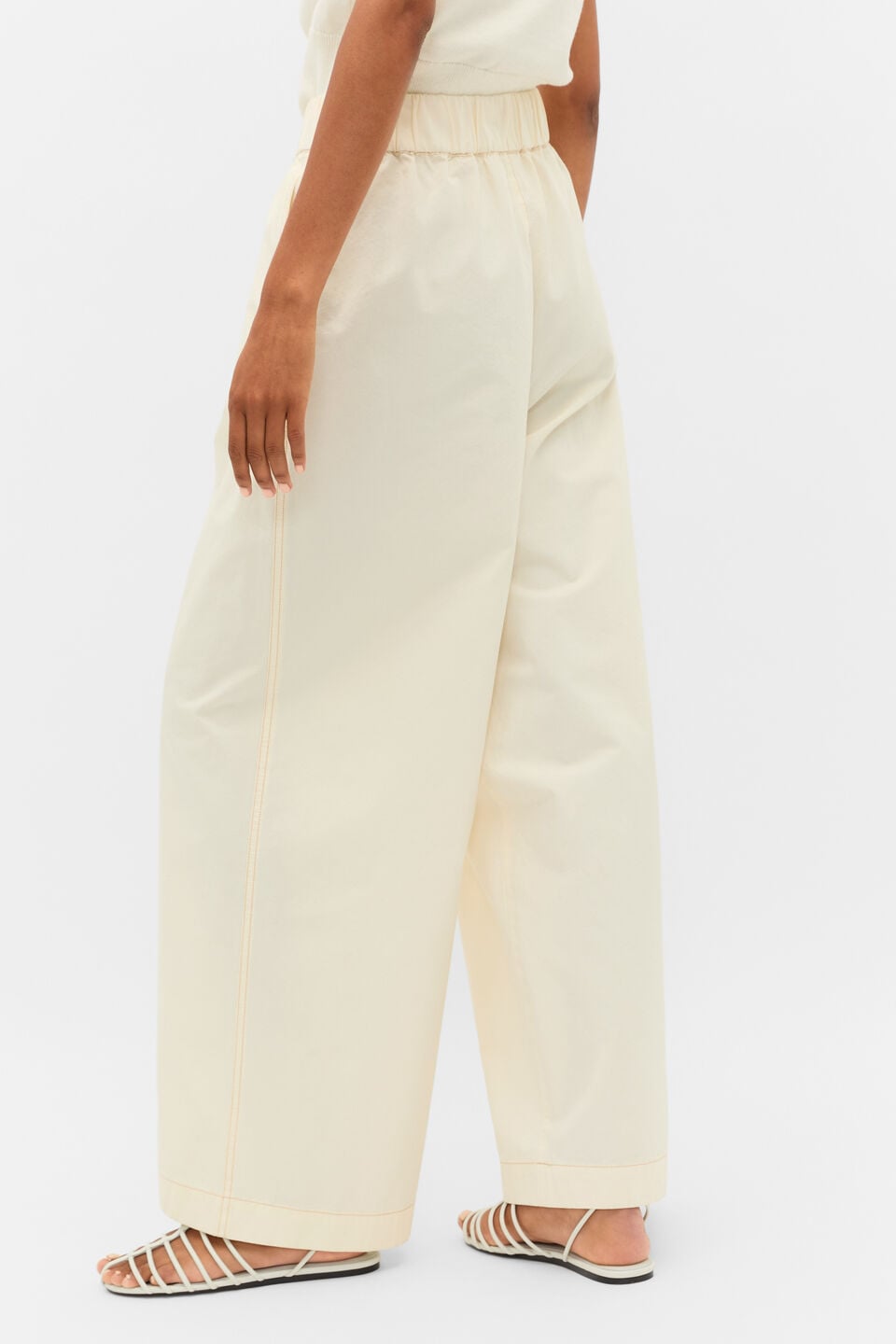 Contrast Stitch Pant  Coconut Cream