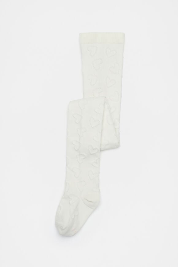 Heart Jacquard Tights  Vanilla  hi-res
