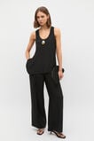 Crinkled Satin Longline Tank  Black  hi-res