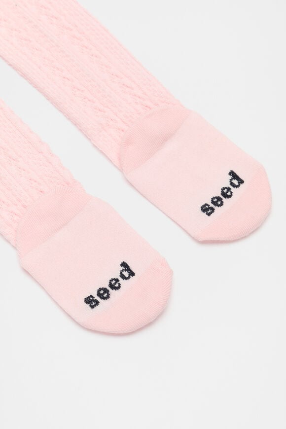 Cable Knit Tights  Light Pink  hi-res