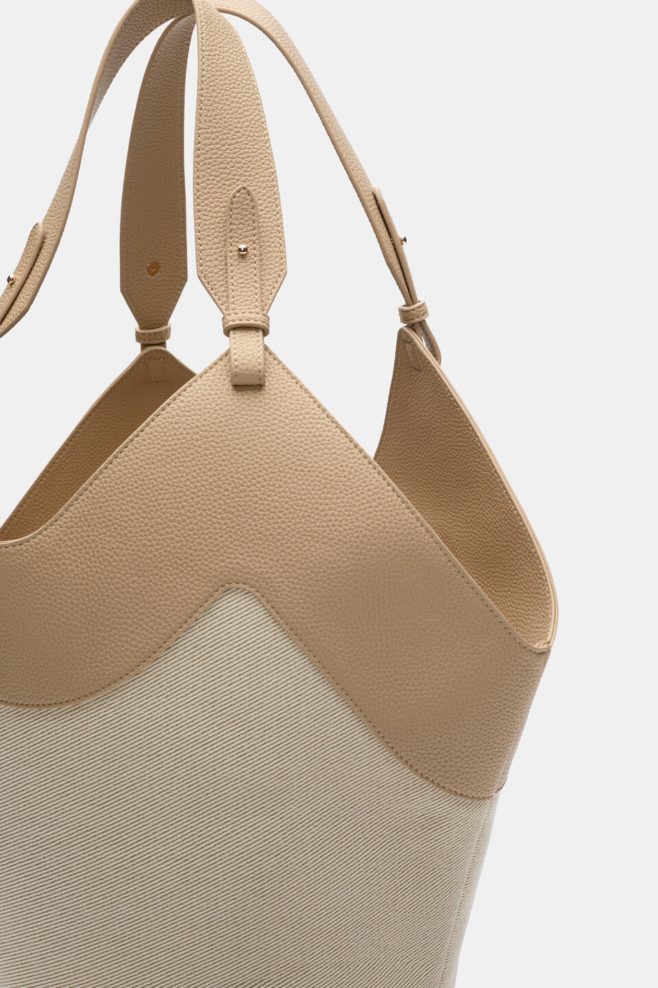 Two Tone Gathered Tote  Sandstone