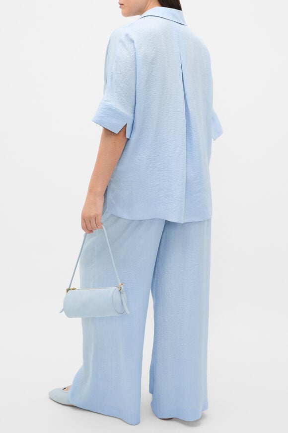 Textured Satin Collared Popover  Arctic Blue  hi-res