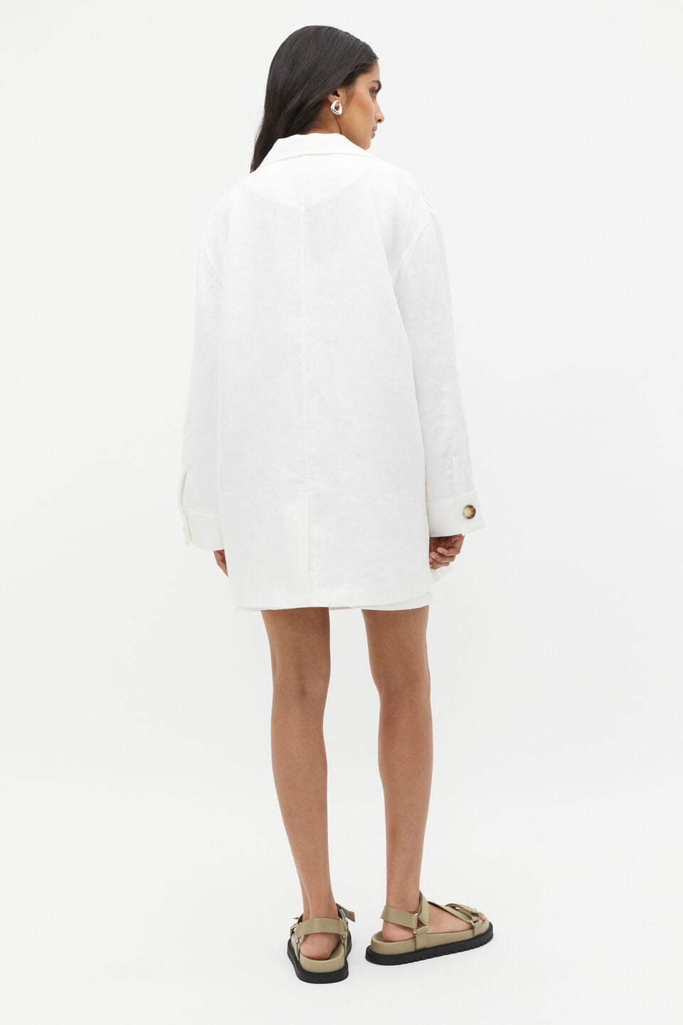 Linen Shacket  Whisper White