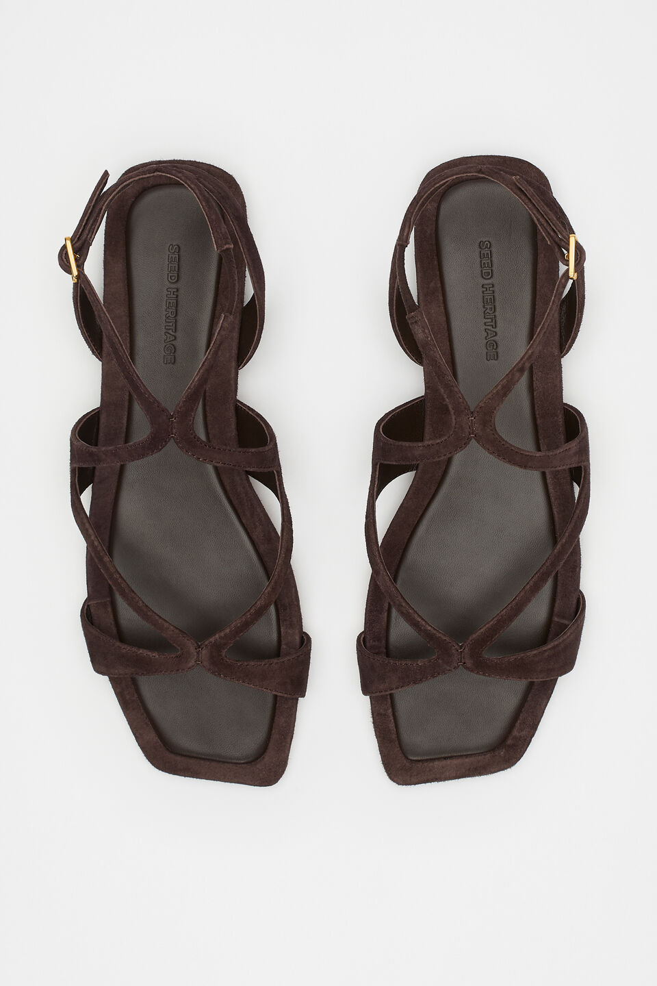 Deven Curved Strap Sandal  Chocolate Suede
