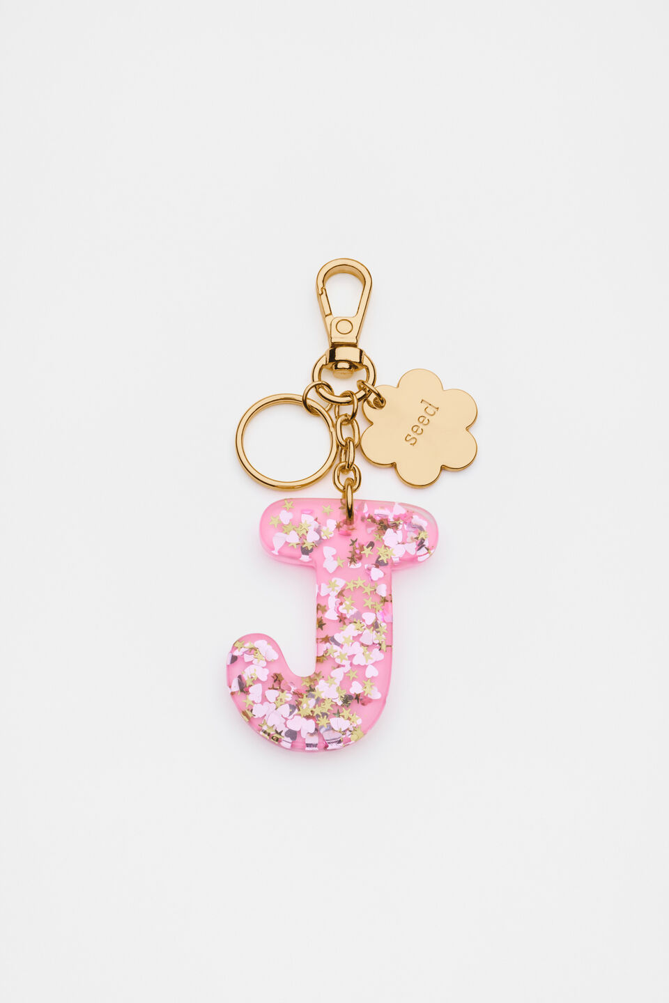 Glitter Initial Bag Charm  J