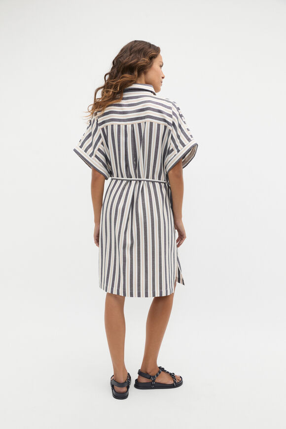 Stripe Collar Detail Poncho  Twilight Blue  hi-res