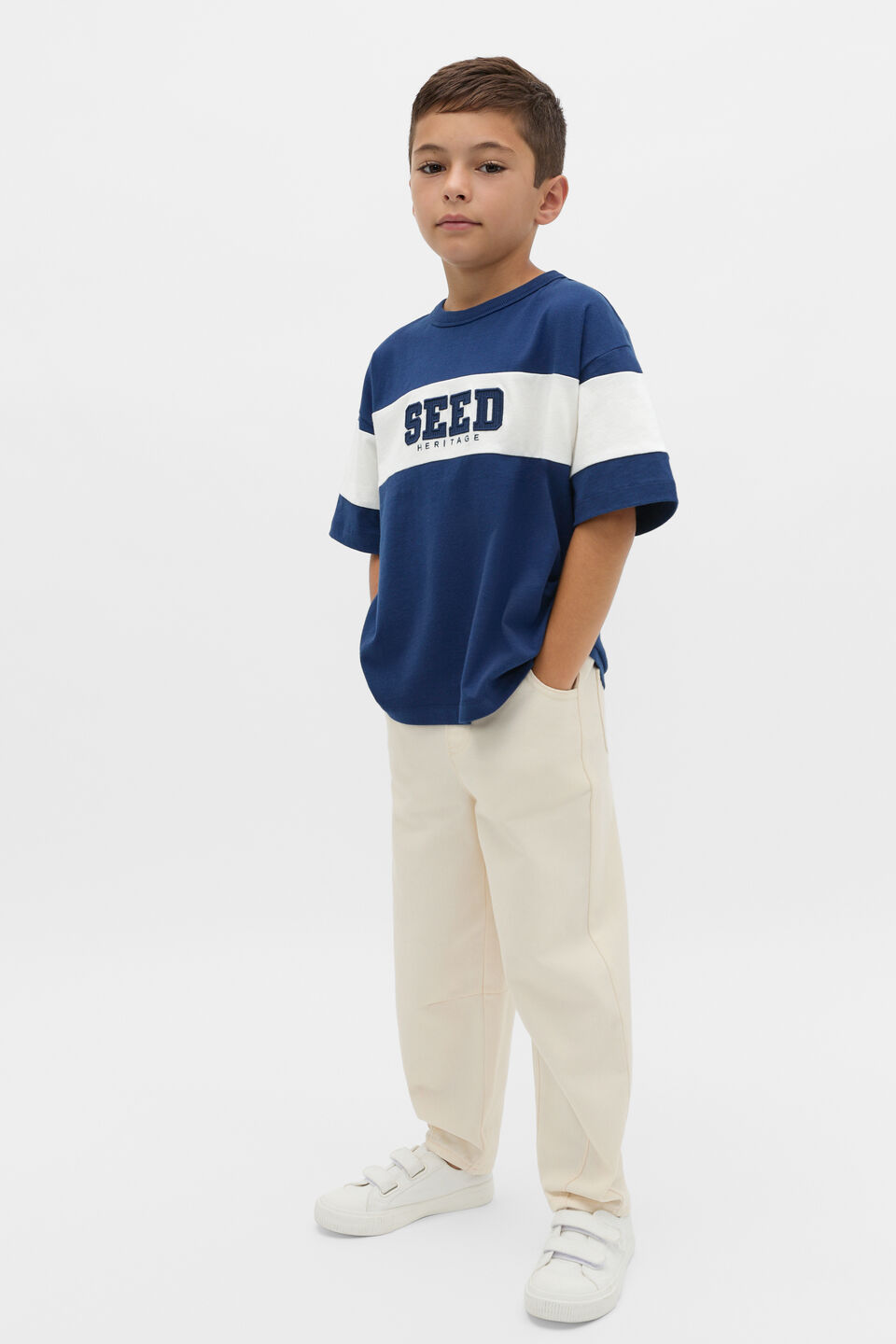 Colourblock Logo Tee  French Navy