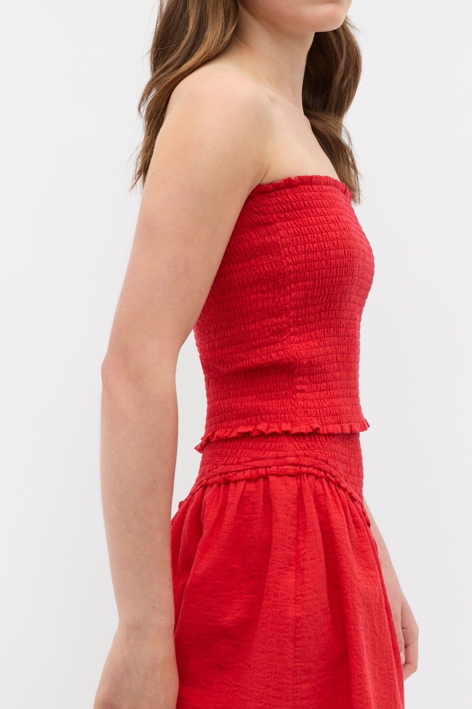 Shirred Top  Strawberry Red