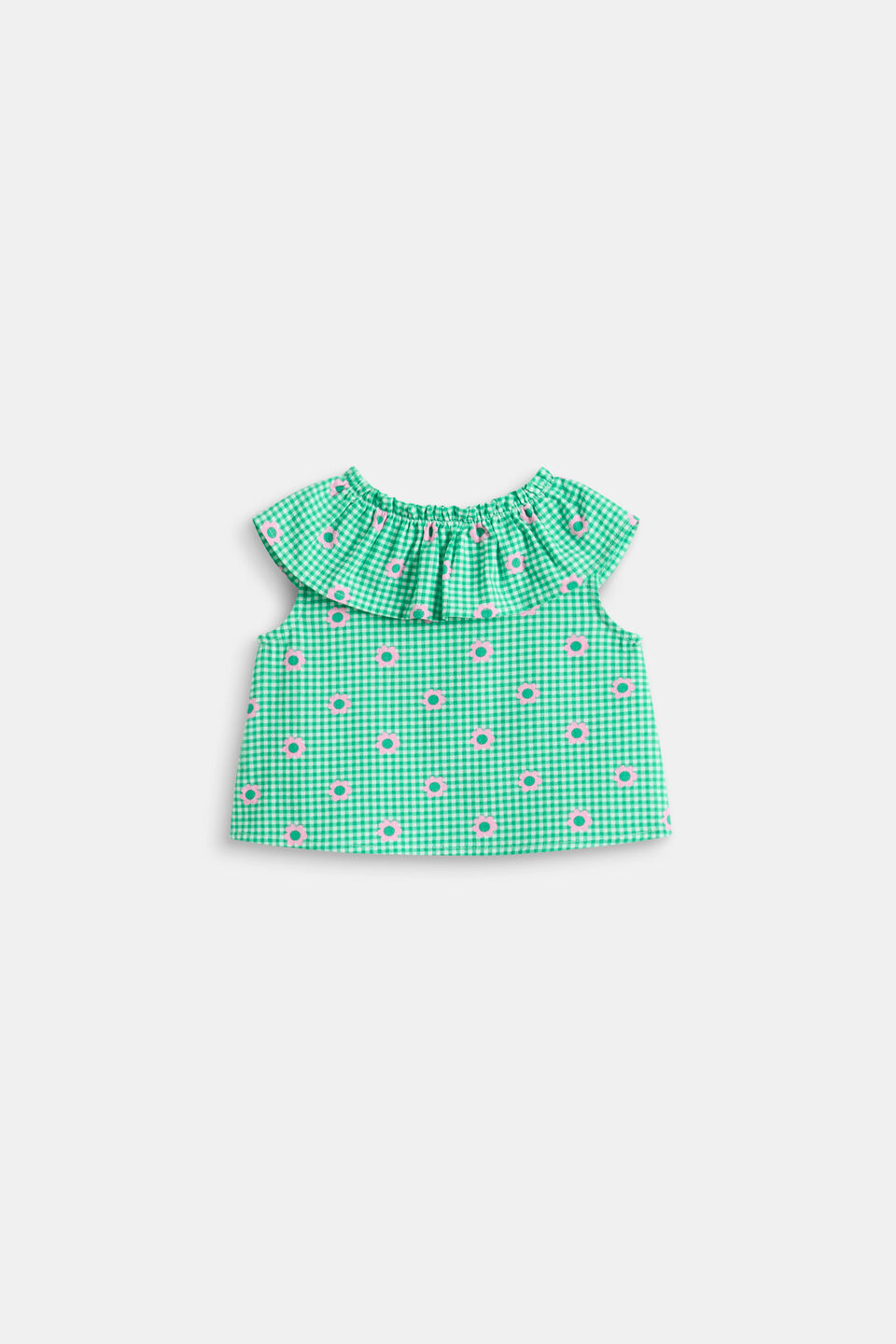 Check Flower Top  Light Evergreen