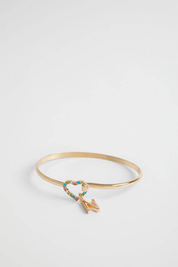 Rainbow Heart Initial Bangle  N  hi-res