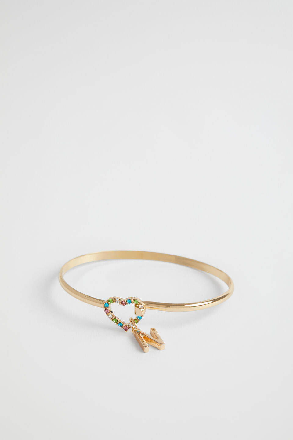 Rainbow Heart Initial Bangle  N