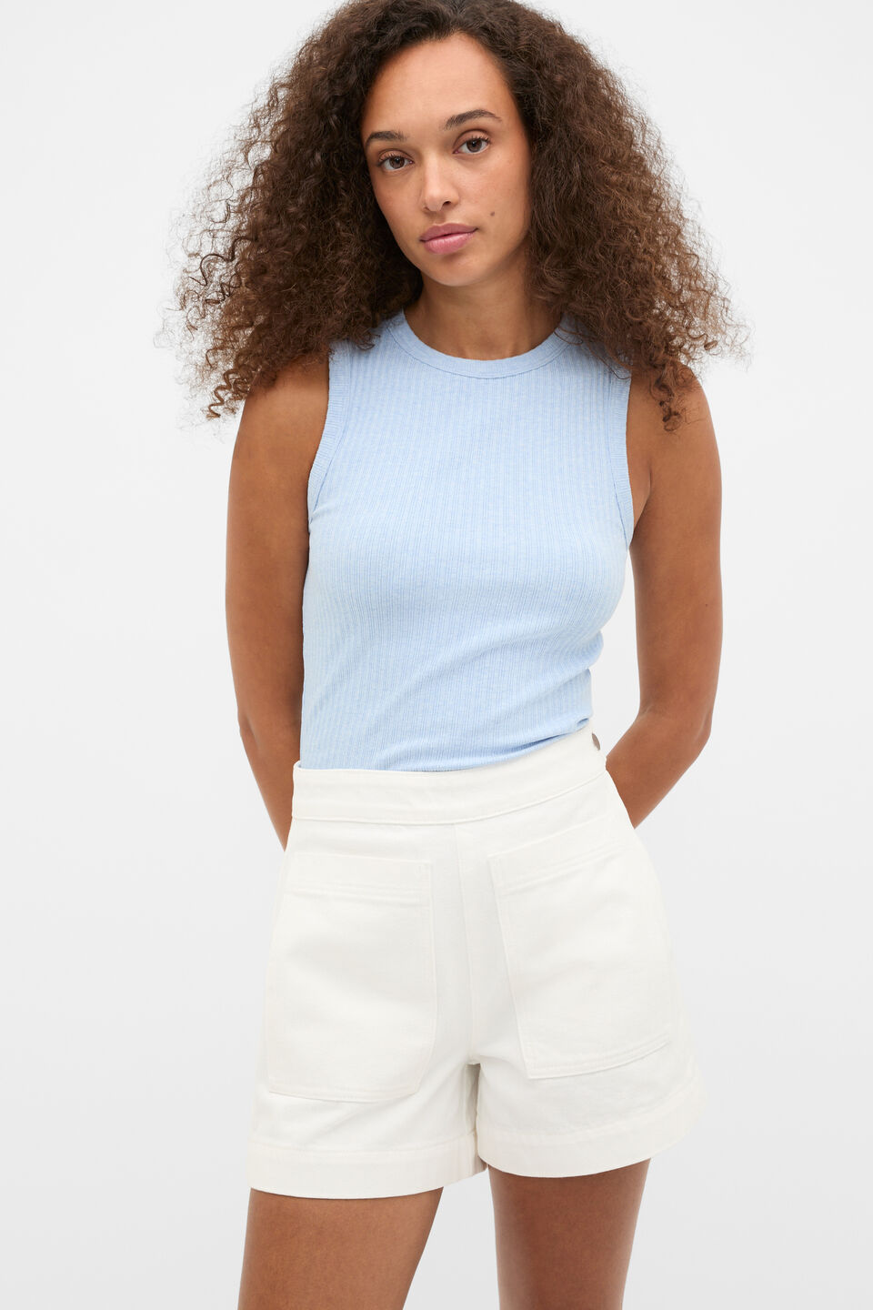 Patch Pocket Cotton Short  White