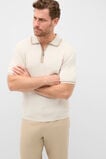 Zipped Cable Knit Polo  Pebble  hi-res