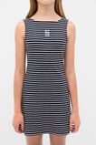 Boat Neck Rib Dress  Navy Stripe  hi-res