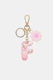 Pink Stripe Initial Keyring  F  hi-res
