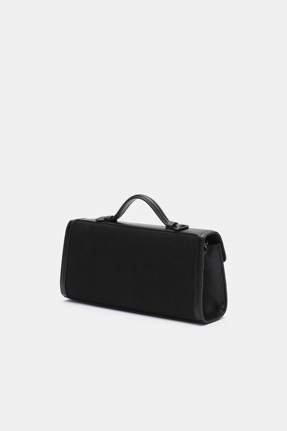 Textured Fabric Clutch  Black  hi-res