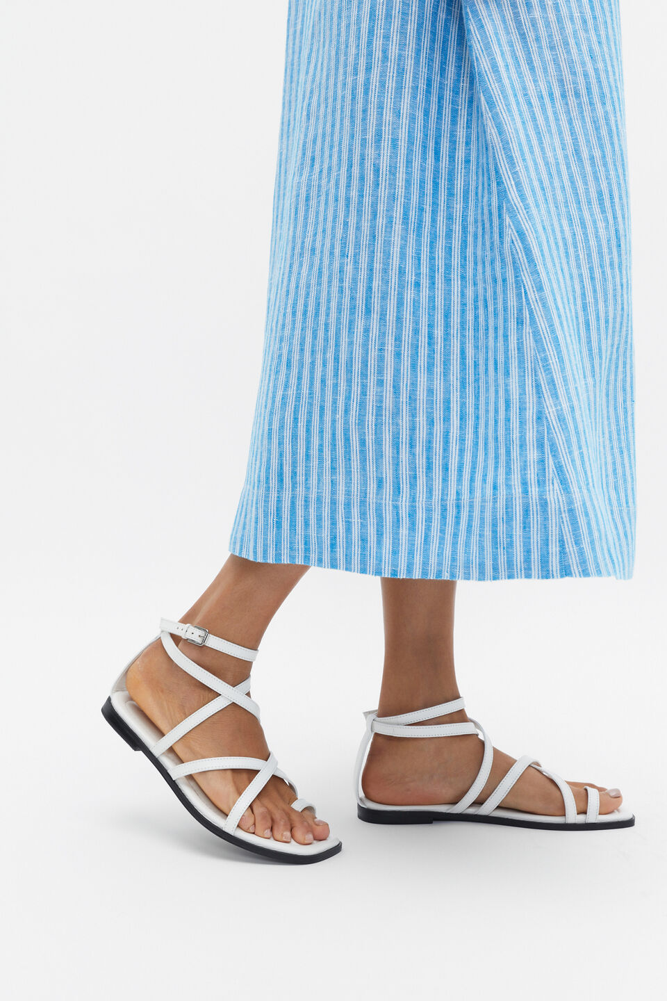 Addison Flat Sandal  White