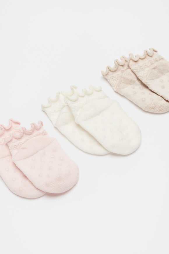 Zig Zag Frill Sock 3 Pack  Light Pink  hi-res