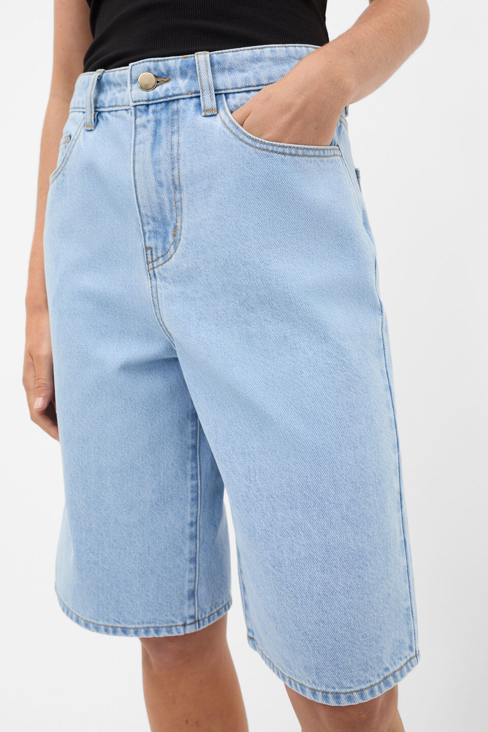 Longline Jean Short  Glacial Blue Wash