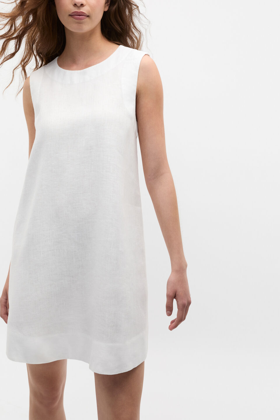 Linen A Line Mini Dress  Whisper White