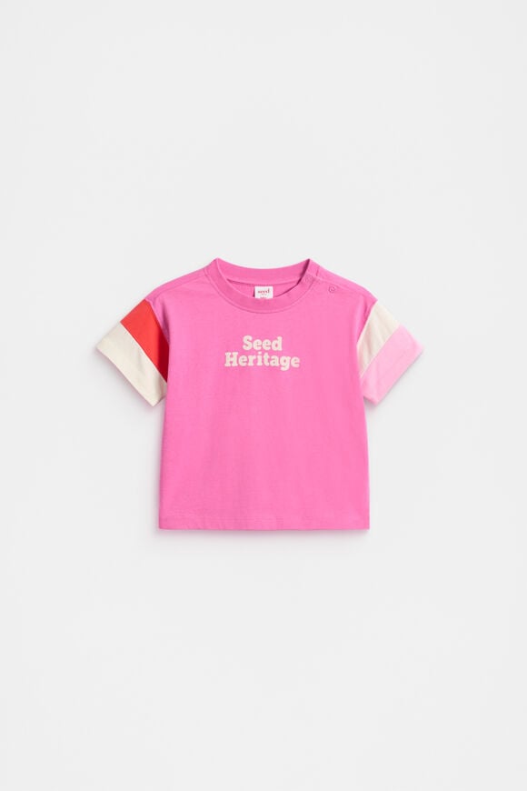 Panelled Retro Logo Tee  Wild Berry  hi-res