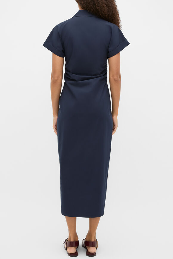Poplin Ruched Shirt Dress  Twilight Blue  hi-res