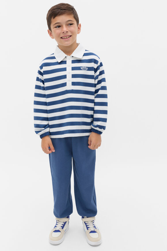 Stripe Collar Logo Sweat  Washed Navy  hi-res