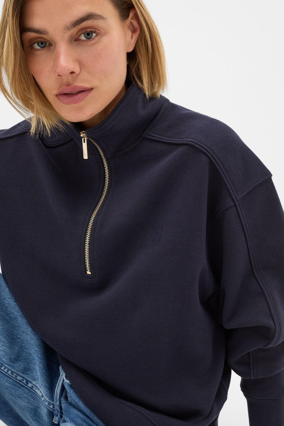 Heritage Zip Sweat  Twilight Blue