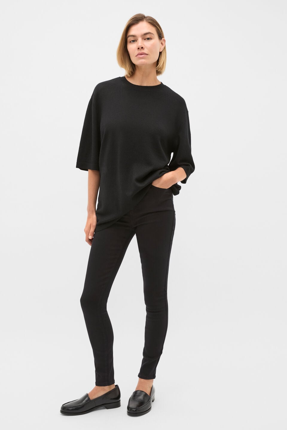 High Waisted Skinny Leg Jean  Black