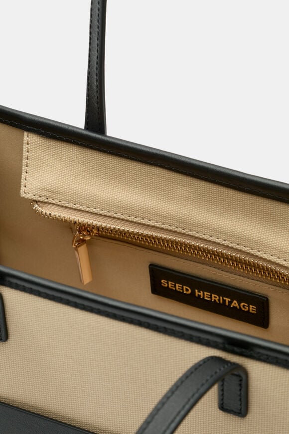 Leather Detail Carry All Mini Tote  Sandstone  hi-res