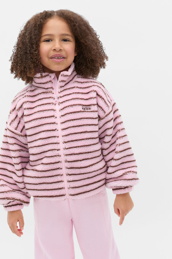 Stripe Teddy Jacket  Pink Lemonade  hi-res