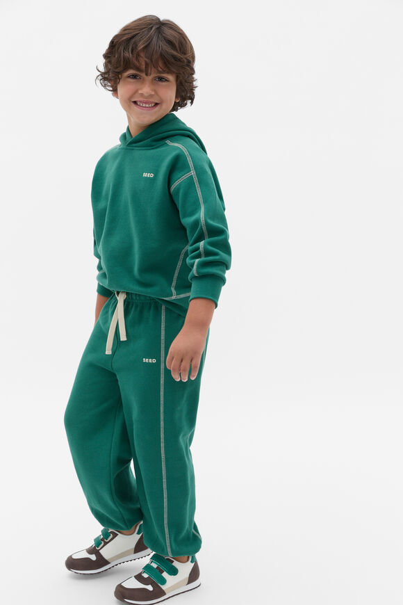 Contrast Stitch Hoodie  Jungle Green  hi-res