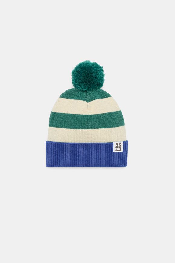 Mini Stripe Beanie  Greens Multi  hi-res