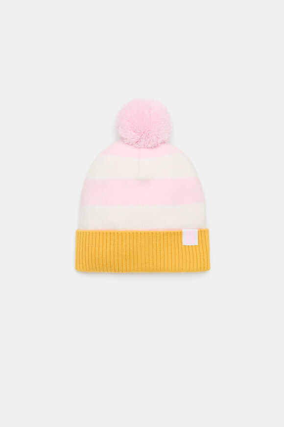 Mini Stripe Beanie  Pink Multi  hi-res
