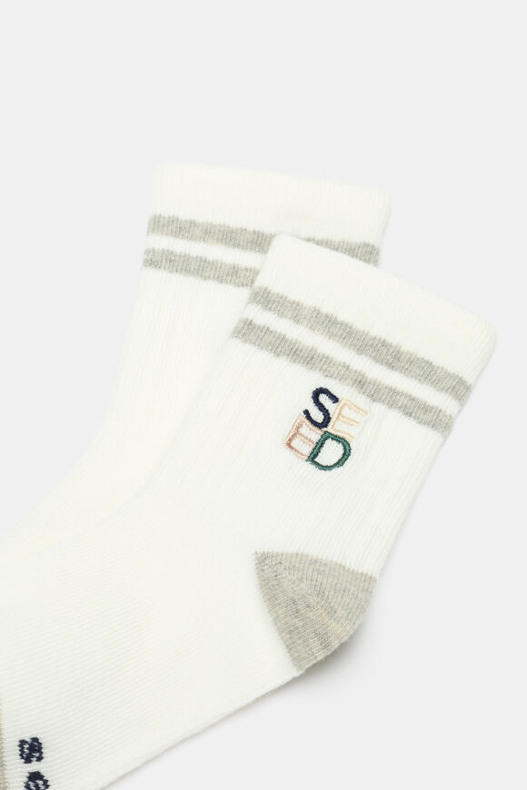 Quad Logo Rib Sock  Grey  hi-res