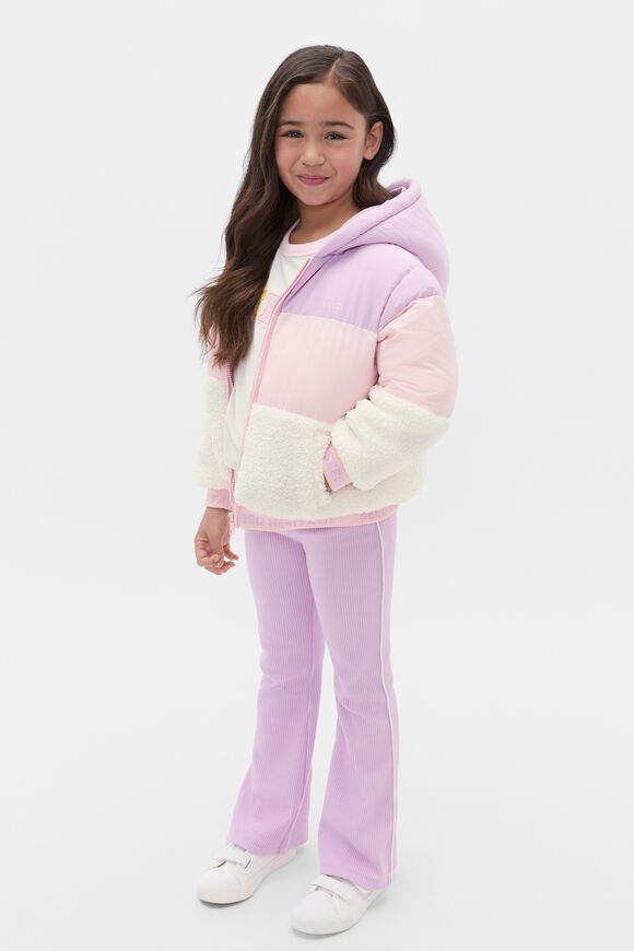 Colour Block Puffer Jacket  Orchid  hi-res